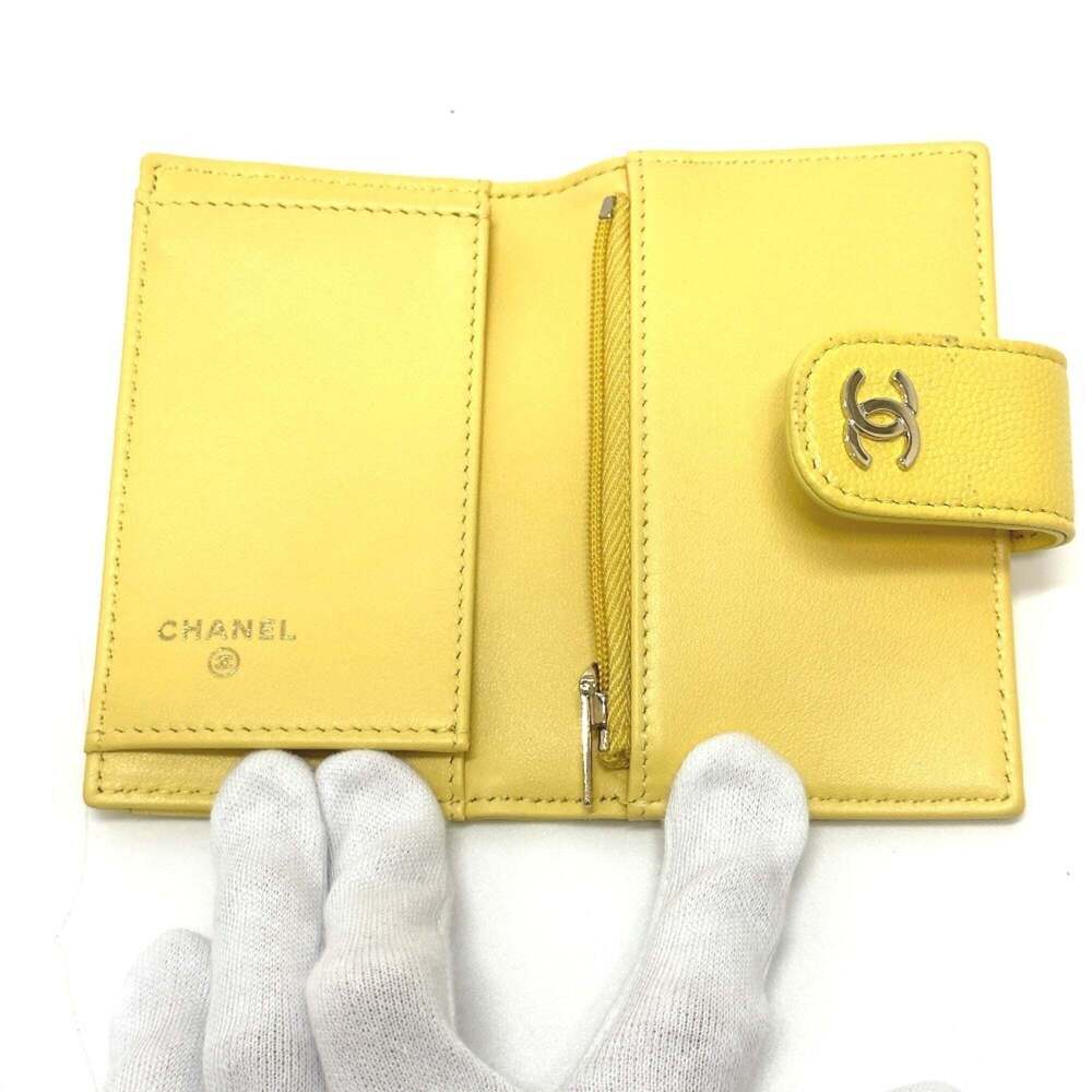 CHANEL Authentic Yellow Caviar Leather Logo Wallet - Picture 10 of 16